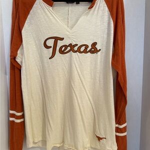 Texas Longhorns Raglan Tee - Cream & Burnt Orange